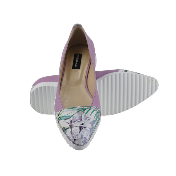 Balerini din piele naturala flower power