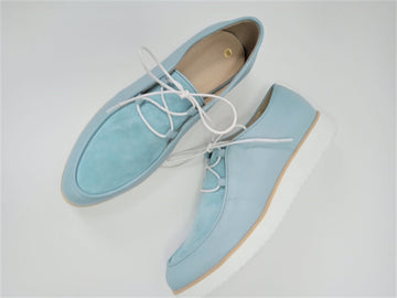 Pantofi din piele naturala bleu