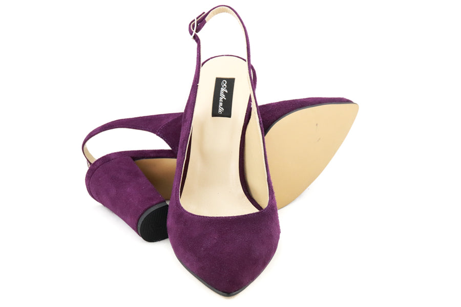 Pantofi din piele naturala Purple Petal