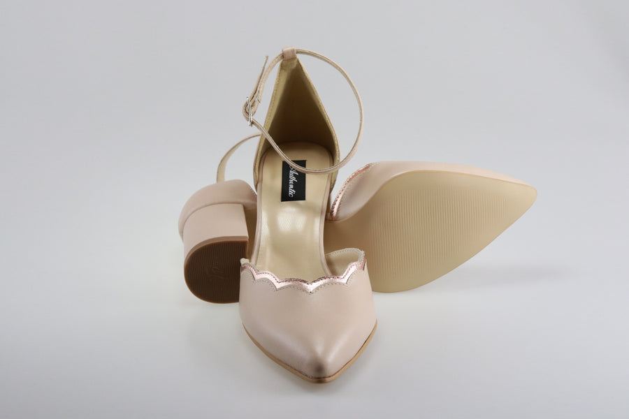 Pantofi piele naturala nude rose Elena